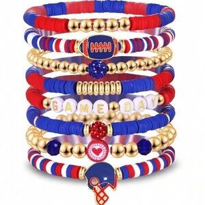 Red and Blue Stackable Game Day Bracelet Set